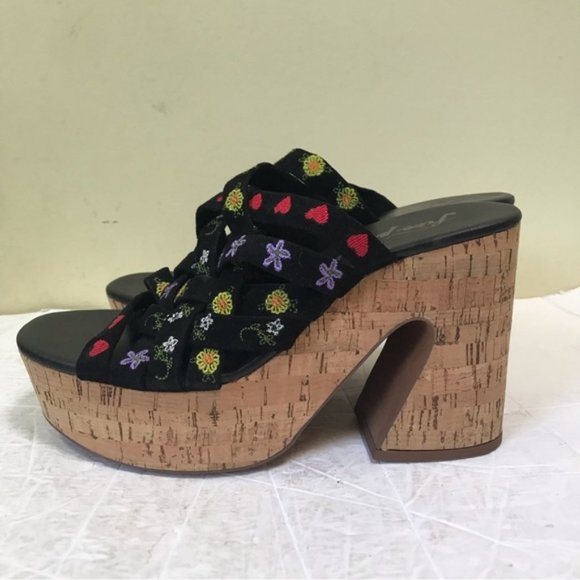 Free People NEW Lisbon Platform Heels Floral Suede Platform Mules Sandals Clog 9 - Picture 8 of 16